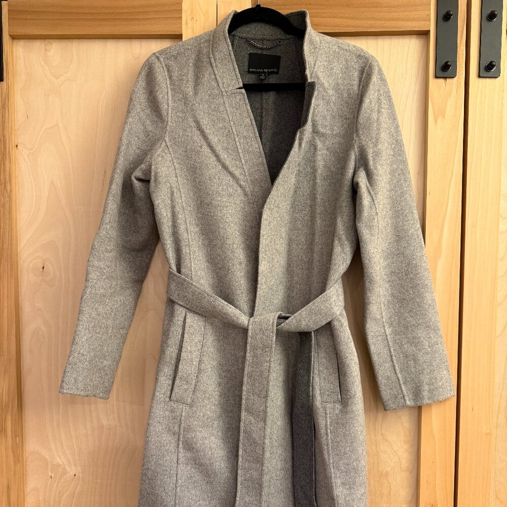 Banana Republic Double Cloth Wool Wrap Coat Gray - M
